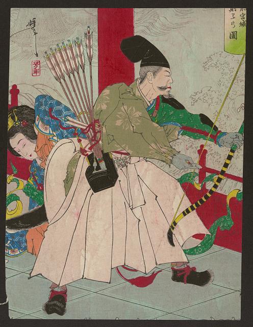 「(新形三十六怪撰)」 「(藤原秀郷)竜宮城(蜈蚣を)射る乃図」