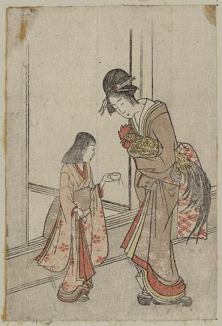 (尾長鳥をもつ女と禿)