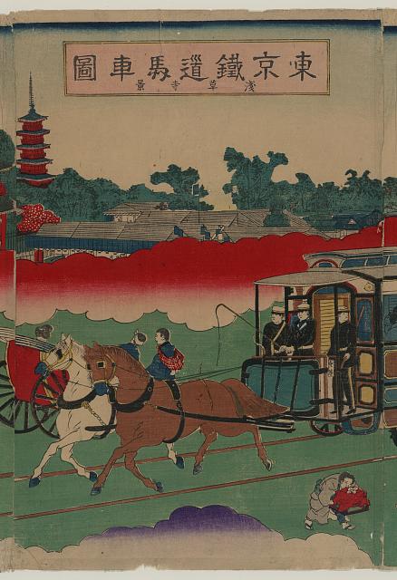 「東京鉄道馬車図」「浅草寺景」