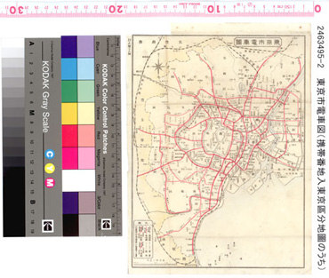 携帯番地入東京區分地圖 : 東京市電車図｜所蔵地図データベース